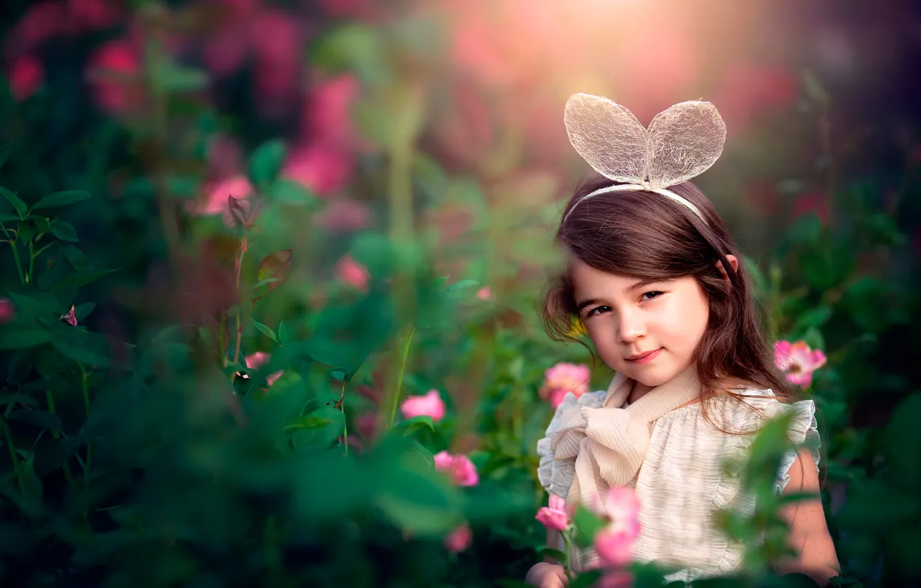 Wallpaper flowers, girl, ears, child photography, Garden Flower images for  desktop, section стиль - download