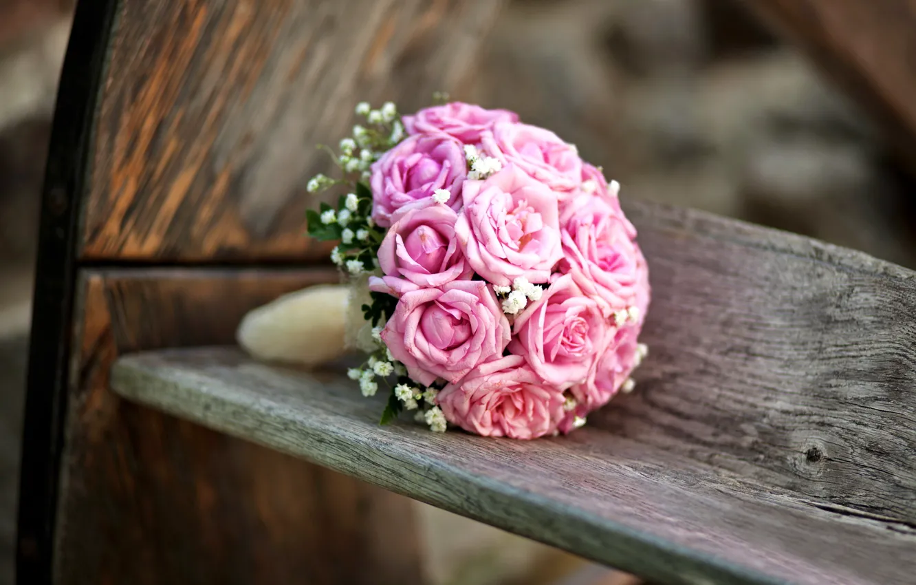 Photo wallpaper flowers, roses, bouquet, pink, wedding, flowers, bouquet, roses, wedding