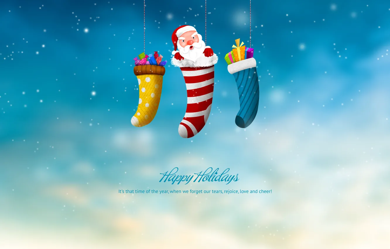 Wallpaper holiday, new year, Christmas, gifts, new year, Santa Claus, merry  christmas, happy hollidays, Christmas sock images for desktop, section  новый год - download