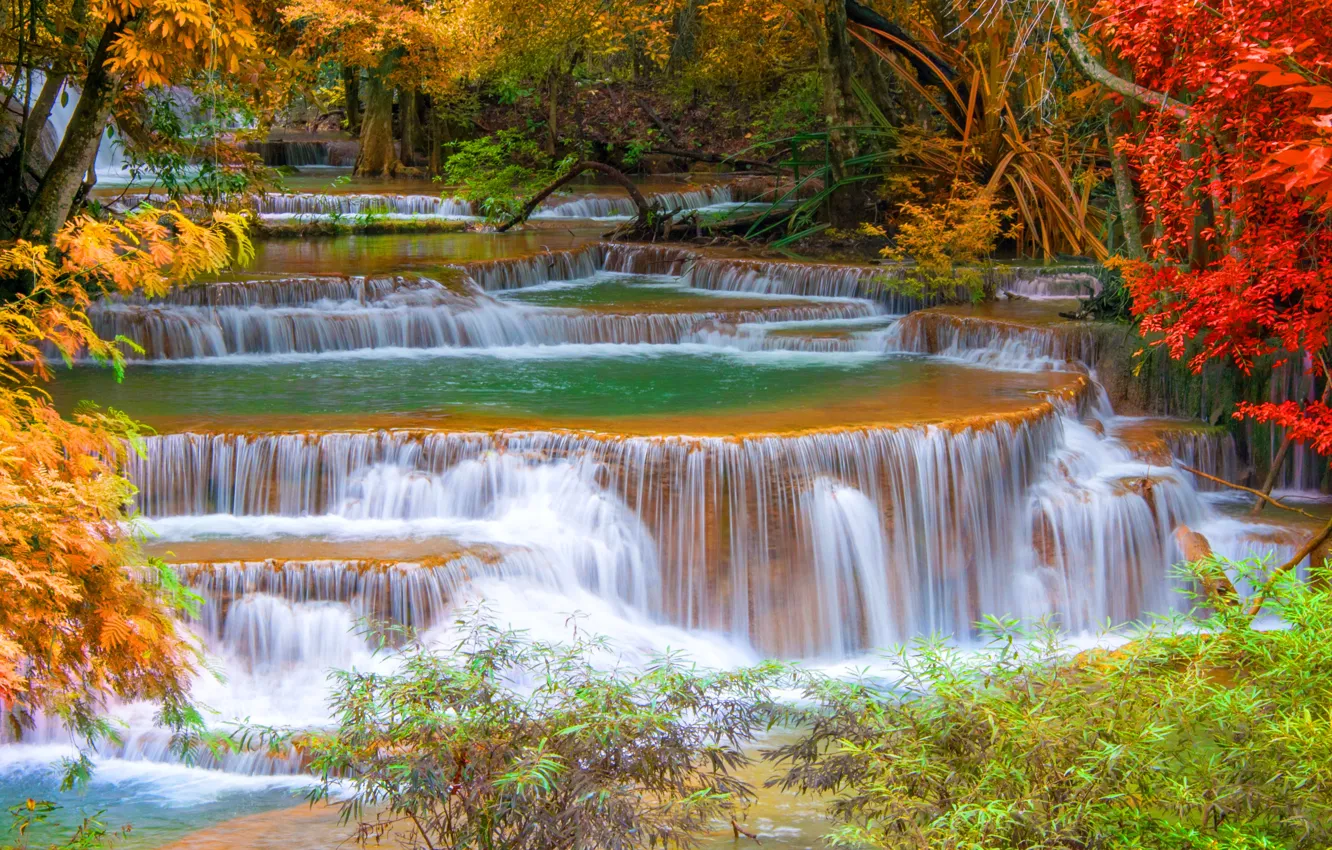 Wallpaper autumn, landscape, waterfall, beauty, nature, water, autumn,  waterfall images for desktop, section природа - download