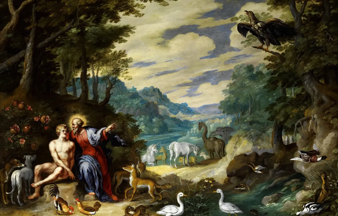 Wallpaper picture, mythology, Jan Brueghel the younger, In The Garden Of  Eden images for desktop, section живопись - download