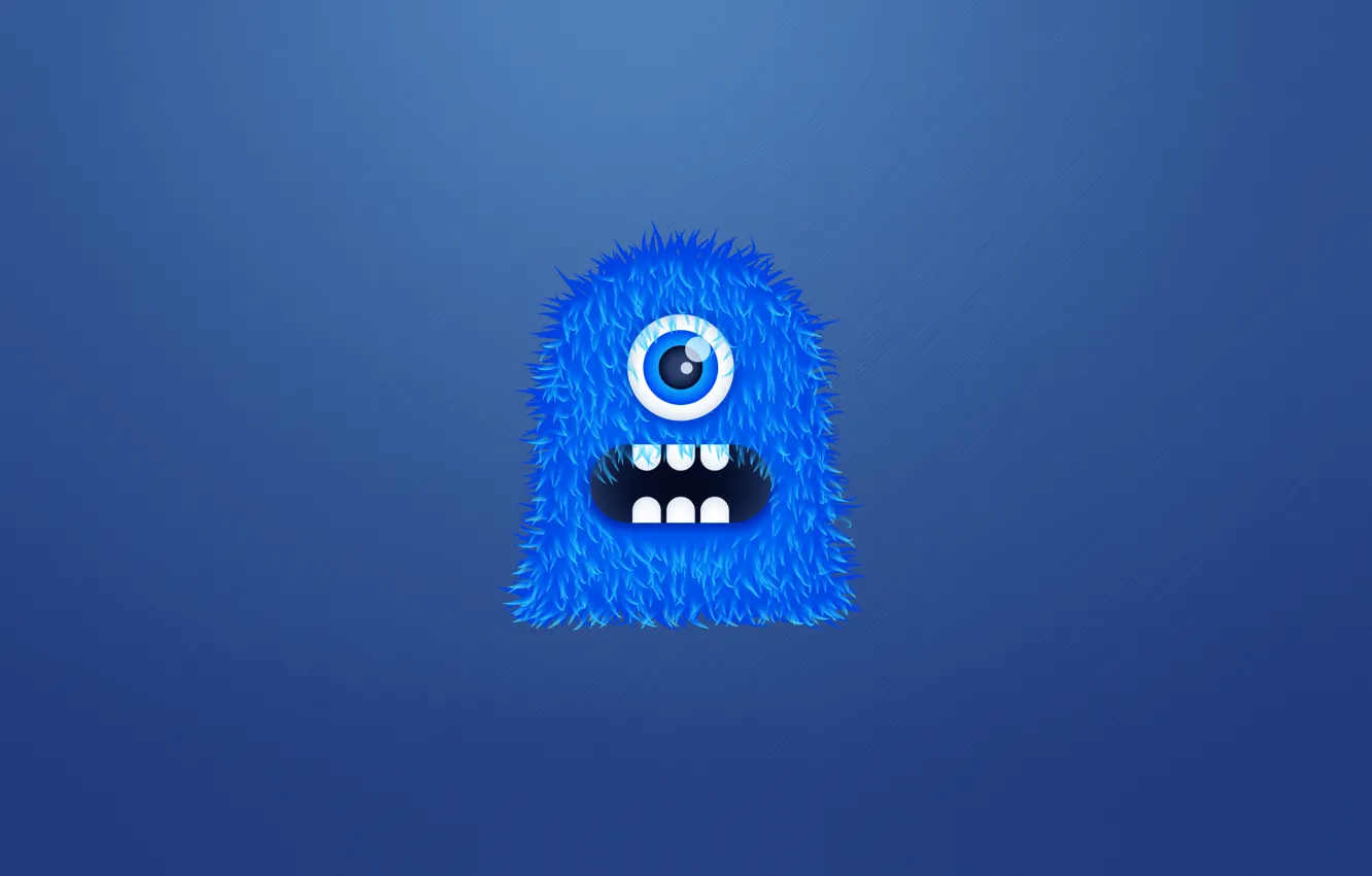 Photo wallpaper blue, monster, hairy, monster, crank, one-eyed, toothy