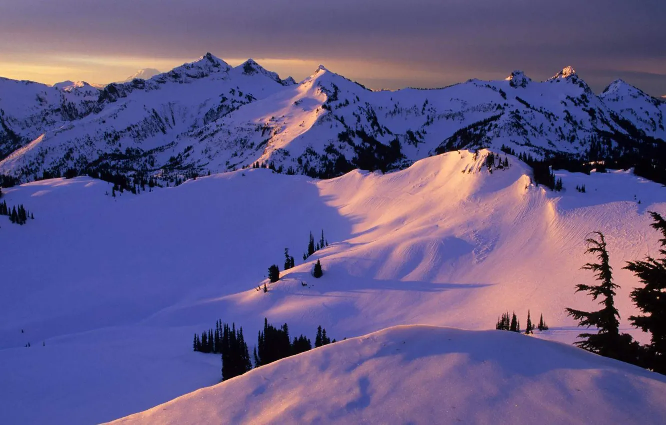 Wallpaper snow, mountains, nature, tops, sunset, winter, mountain, snow  images for desktop, section природа - download