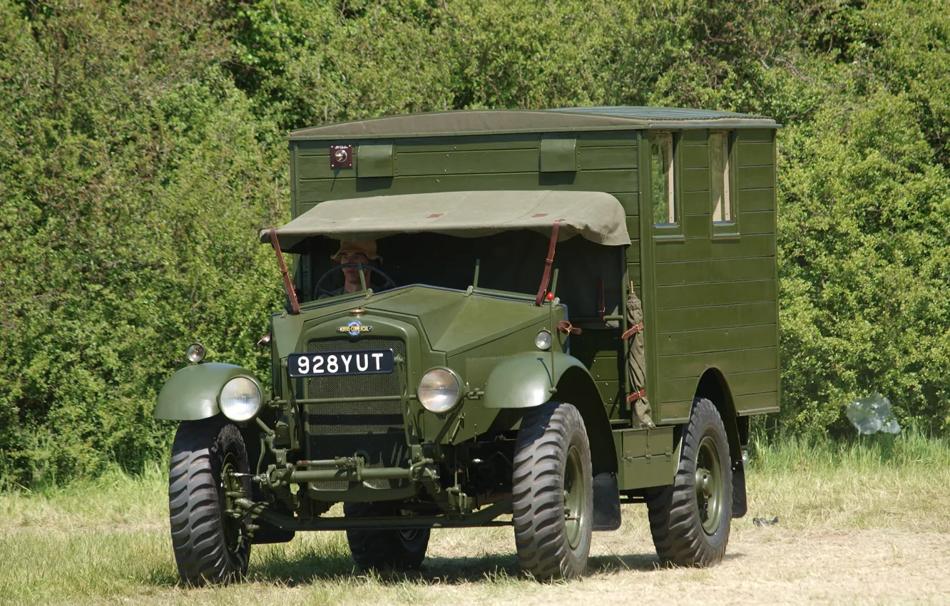 Photo wallpaper car, military, British, cargo, WW2, Morris Commercial Truck