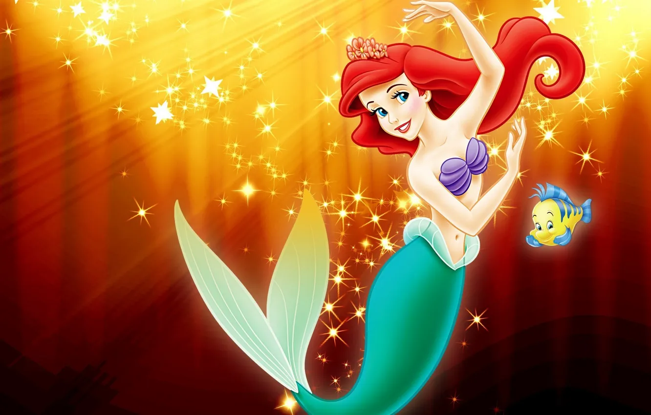 Photo wallpaper sea, cartoon, Princess, sea, Ariel, Ariel, movie, Walt Disney, princess, Walt Disney, Little mermaid, sunfish, …