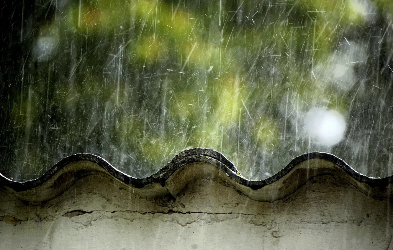 Photo wallpaper wet, sadness, the rain, roof, slate