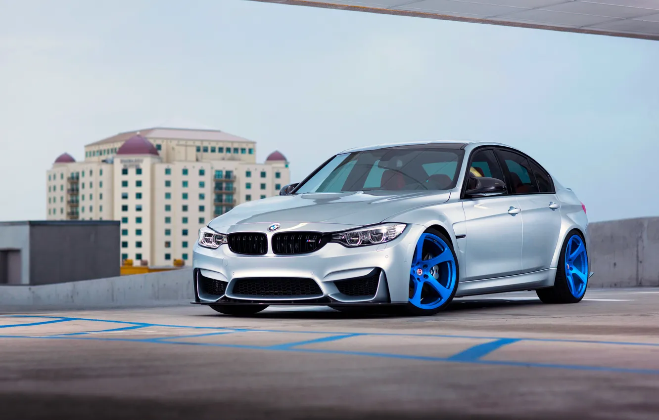 Photo wallpaper BMW, Blue, Front, Color, Silver, Wheels, HRE, F80, RS102M