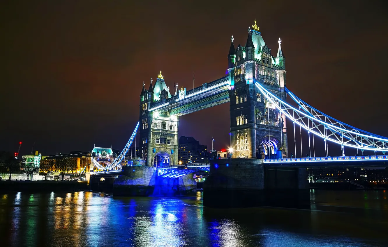 Wallpaper night, bridge, lights, river, England, London, Thames, Tower  Bridge images for desktop, section город - download