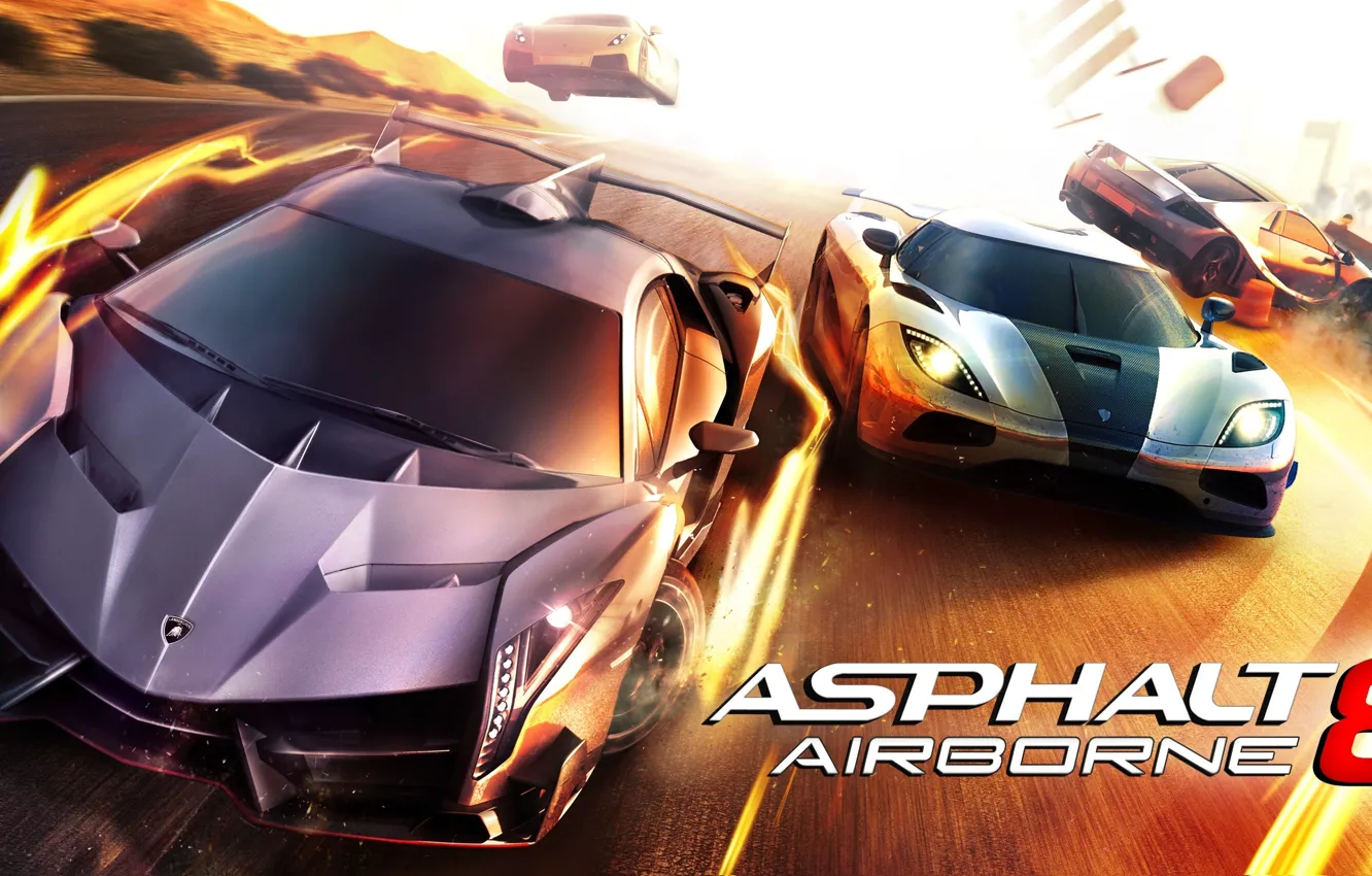 Wallpaper the game, race, game, race, iOS, Lamborghini Veneno, Koenigsegg  Agera R, for android, Asphalt 8 Airborne images for desktop, section игры -  download
