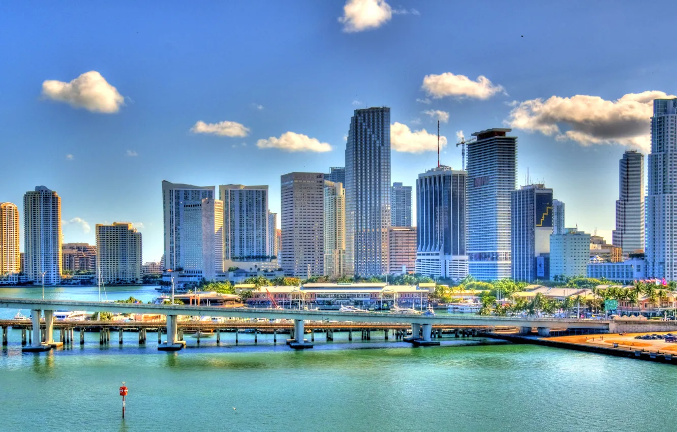Wallpaper bridge, the city, Marina, Miami images for desktop, section город  - download