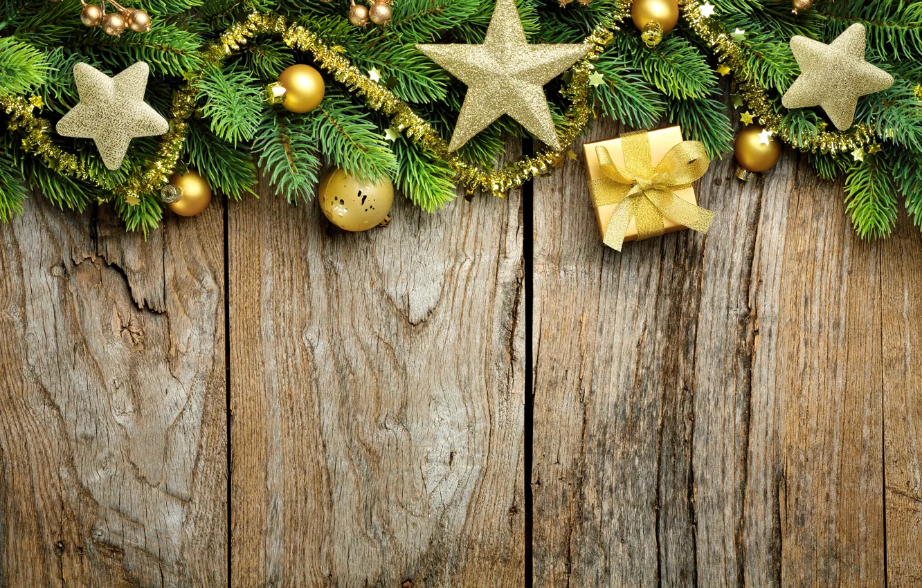 Wallpaper stars, decoration, branches, balls, tree, New Year, Christmas ...
