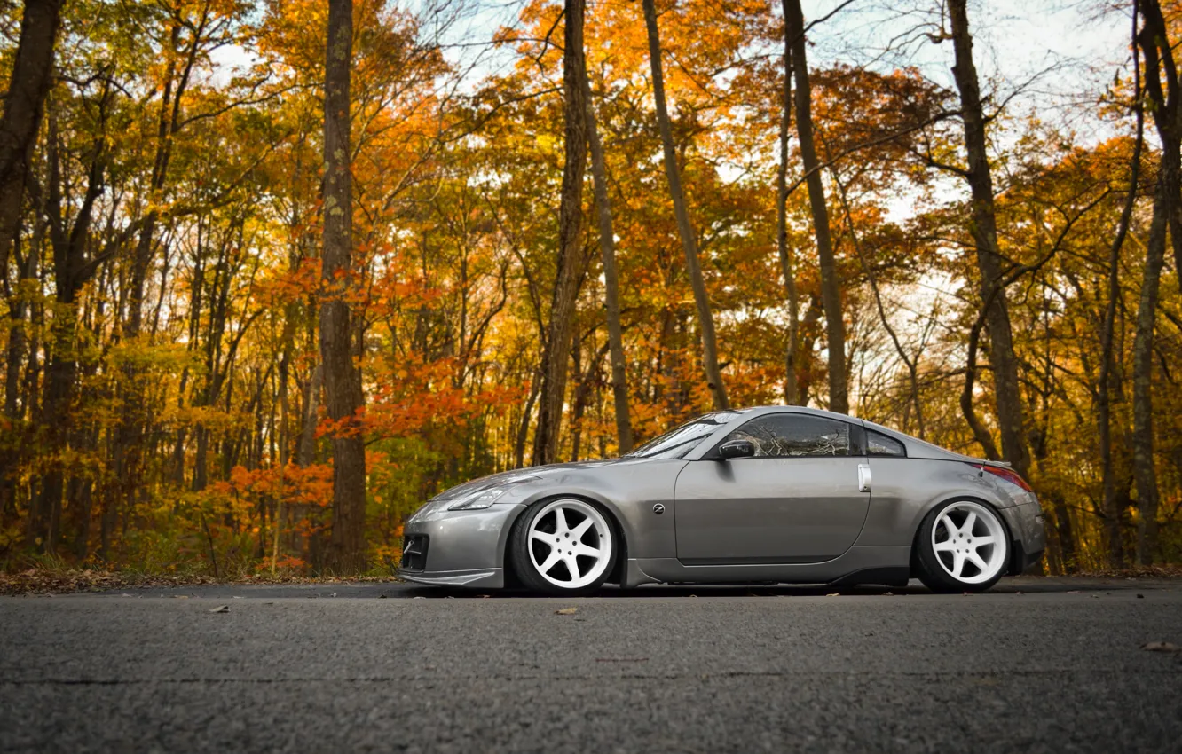 Photo wallpaper grey, tuning, nissan, profile, 350z, Nissan, tuning, stance