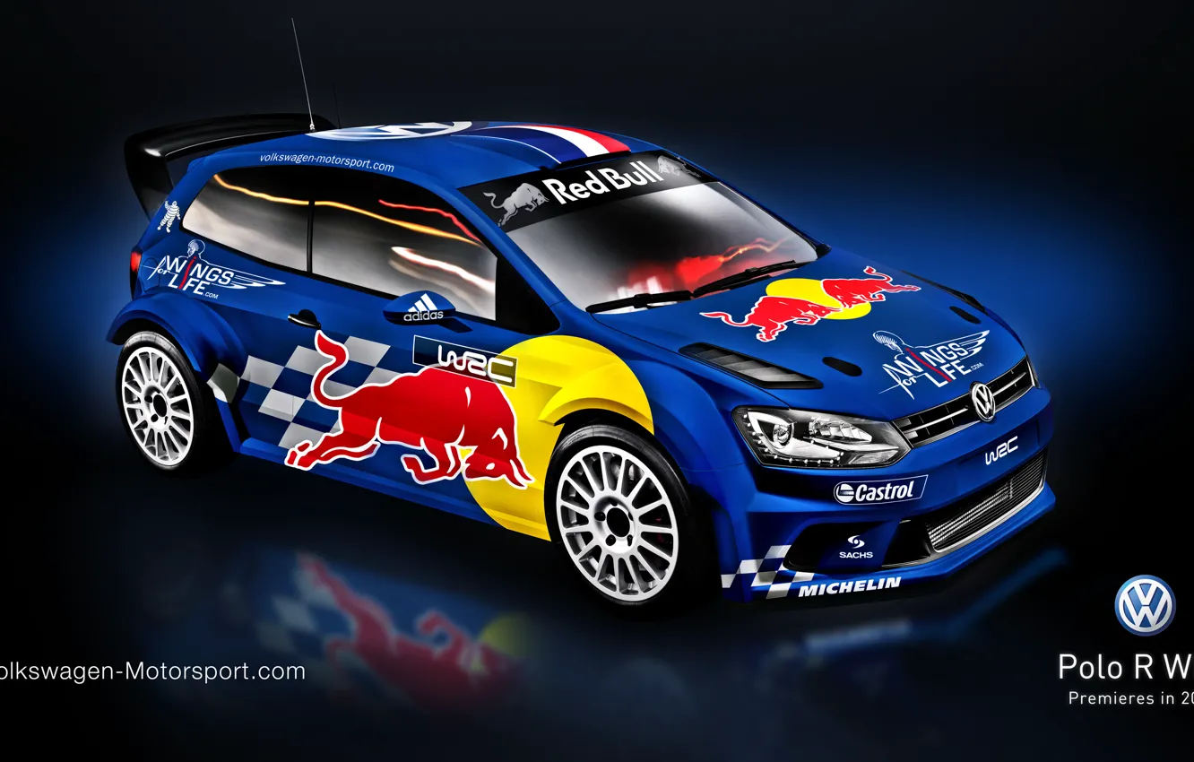 Photo wallpaper volkswagen, rally, wrc, red bull, 2013, polo r