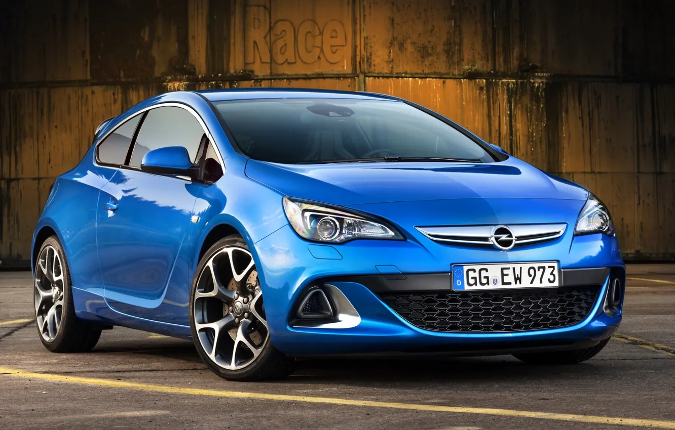 Photo wallpaper blue, background, Opel, Opel, drives, the front, Astra, hatchback, OPS, OPC, Astra