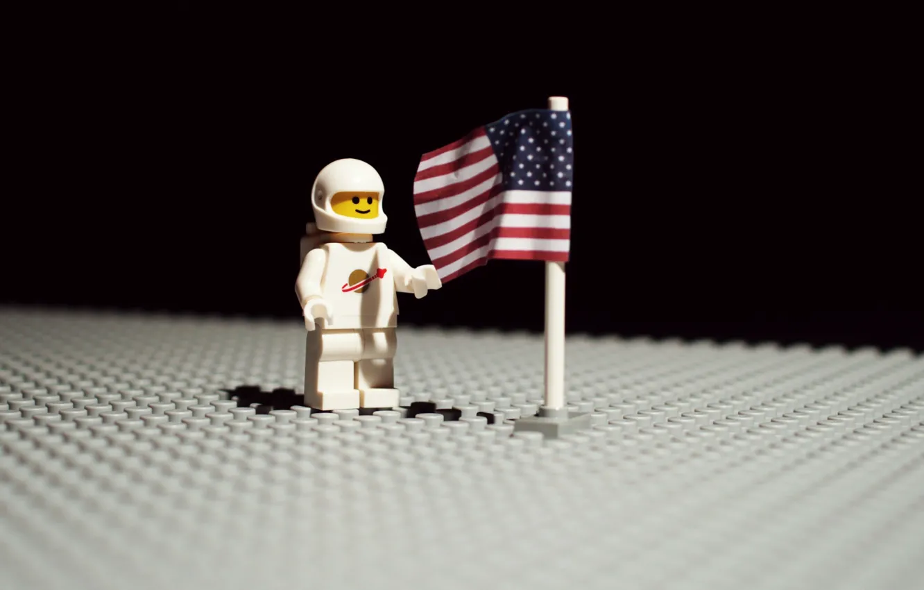 Photo wallpaper USA, lego, flag, astronaut, spaceman, American flag