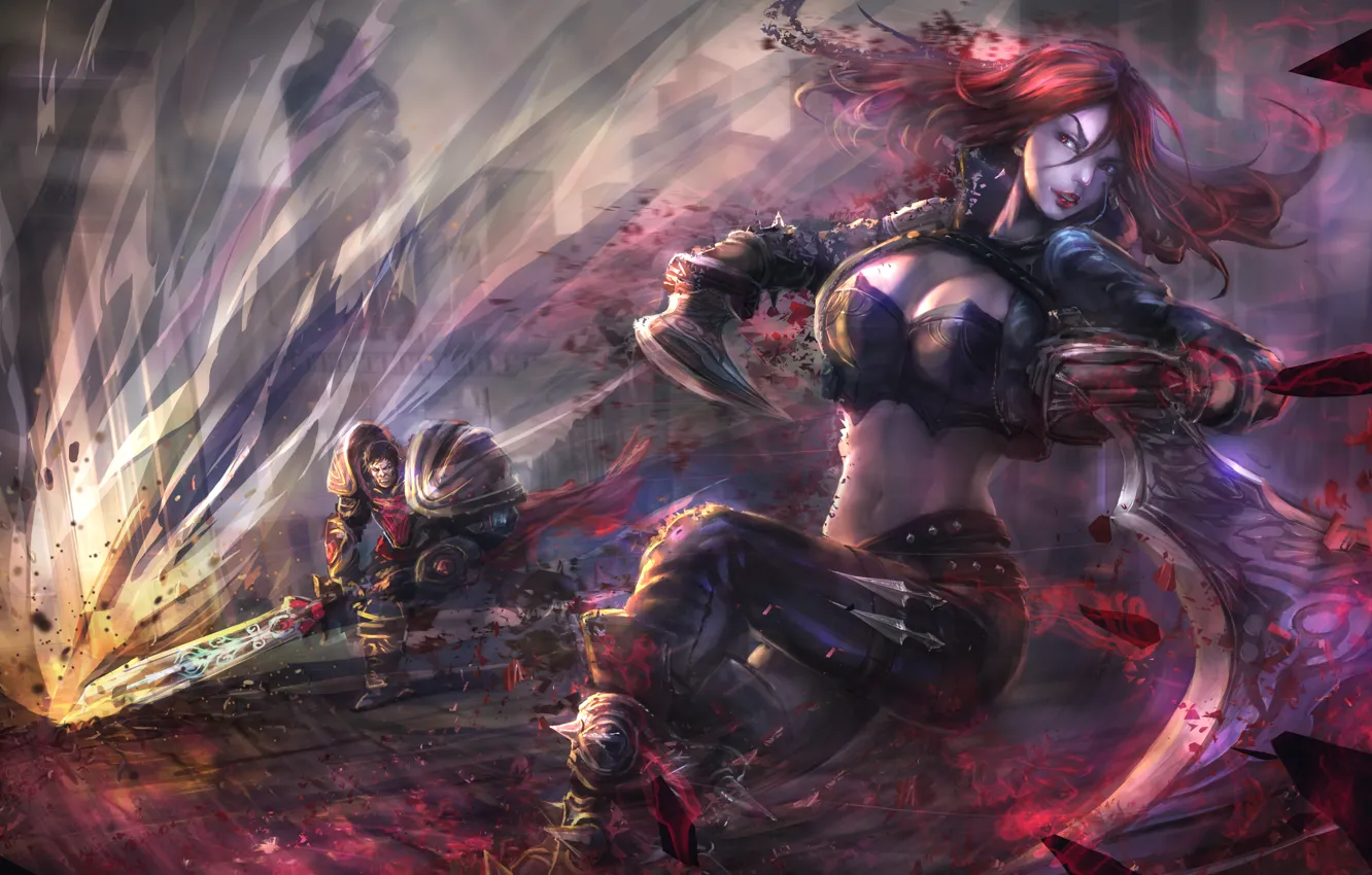 Wallpaper Girl Red Art Lol League Of Legends Katarina Sinister Blade Images For Desktop Section Igry Download
