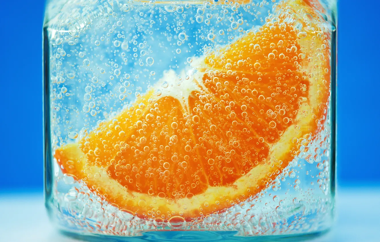 Photo wallpaper ice, macro, glass, orange