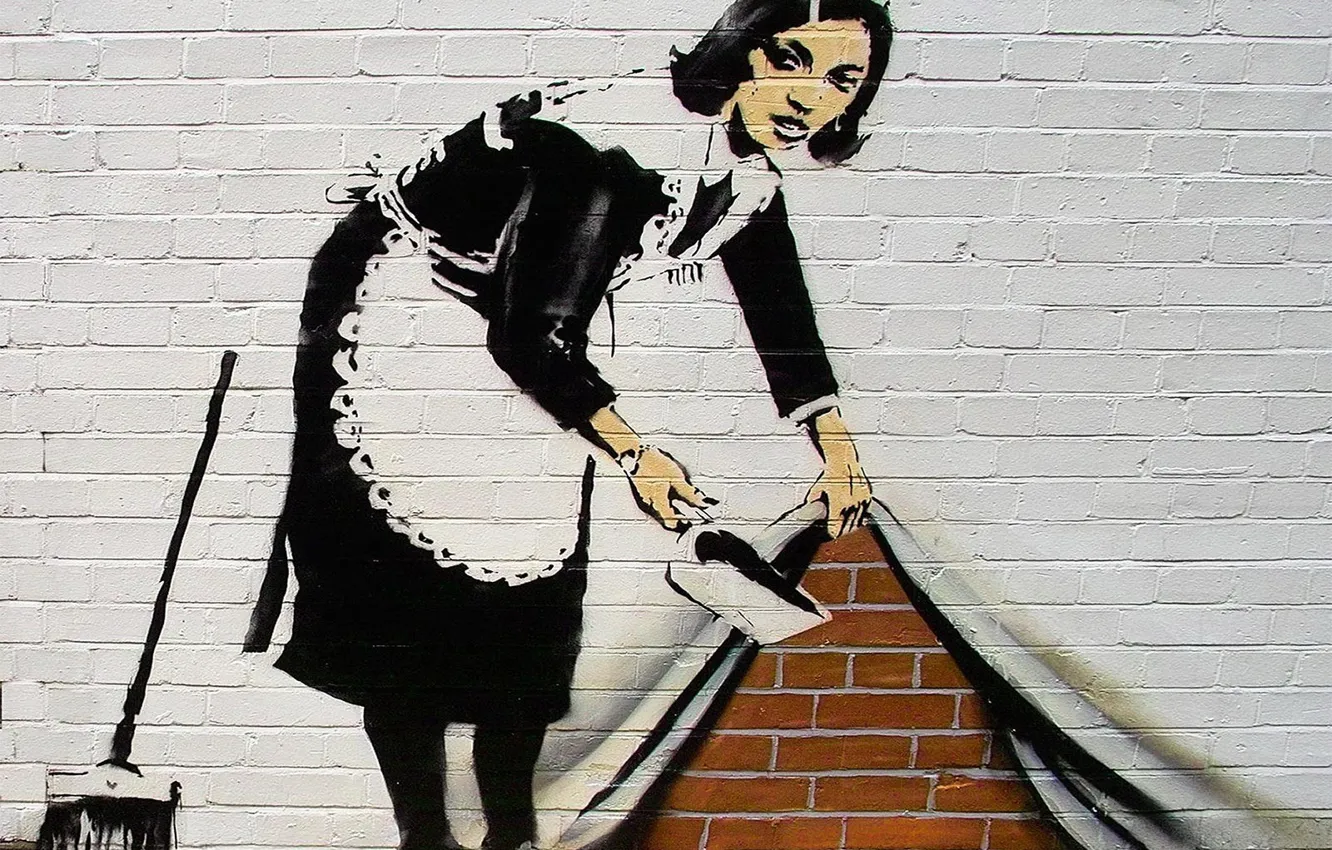 Wallpaper Graffiti The Maid Banksy Images For Desktop Section Raznoe Download