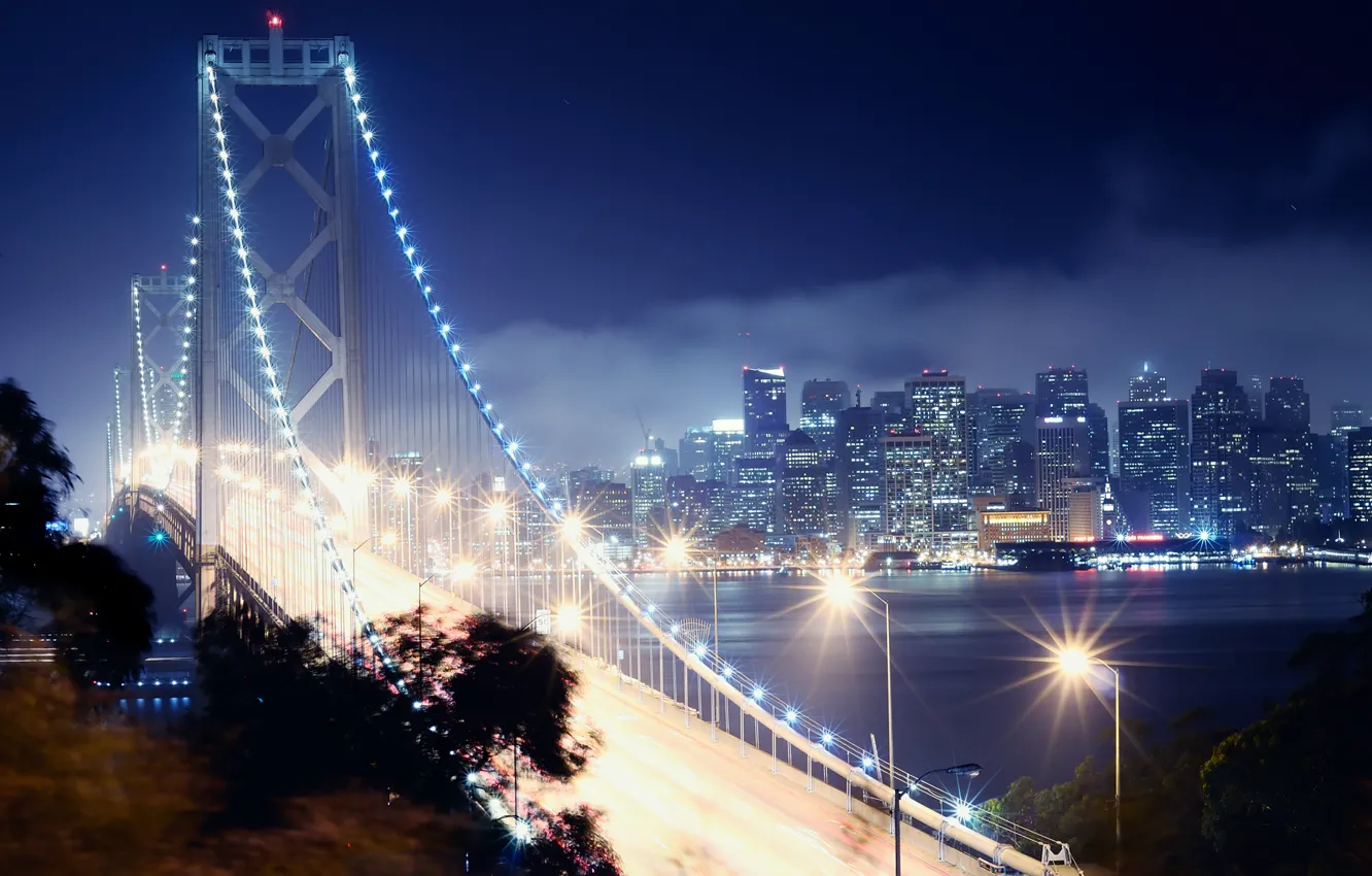 Photo wallpaper night, San Francisco, california, CA, night, san francisco, bay bridge