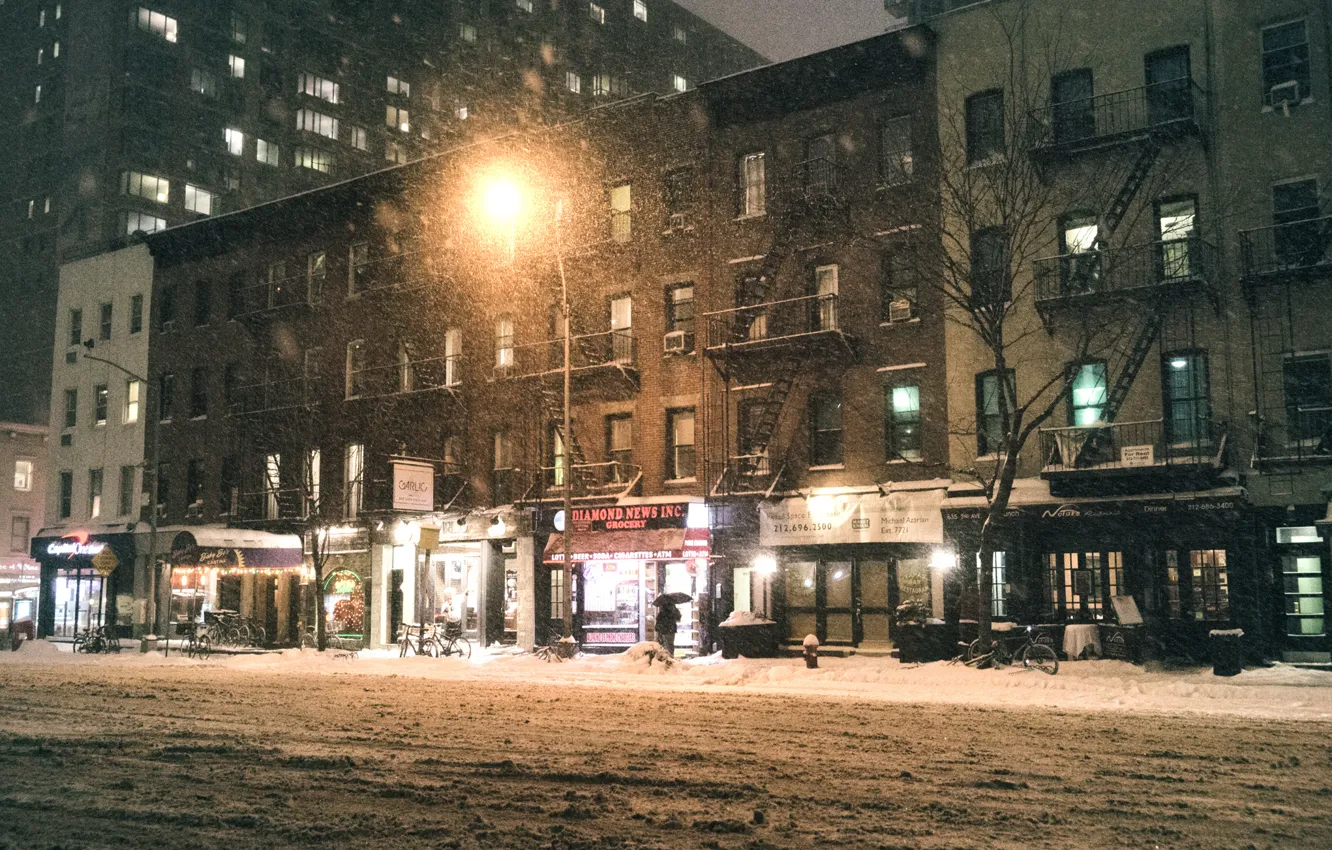 Wallpaper USA, storm, night, New York, Manhattan, NYC, Snow, New York City,  winter, America, United States of America, snowstorm, Janus, Midtown at  Night images for desktop, section город - download
