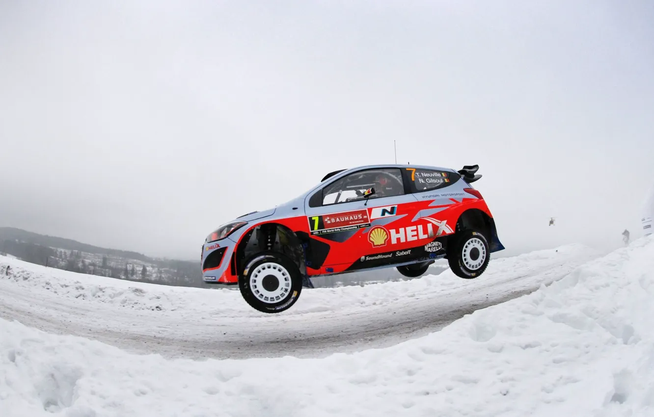 Photo wallpaper Jump, Hyundai, WRC, Rally, i20, Neuville