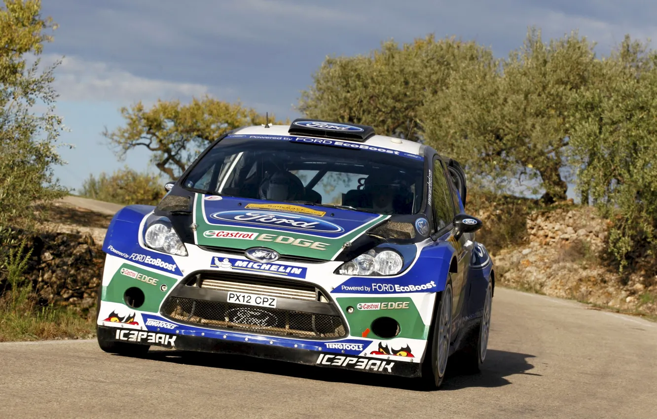 Photo wallpaper Ford, Sport, Race, Lights, WRC, Rally, Fiesta, The front