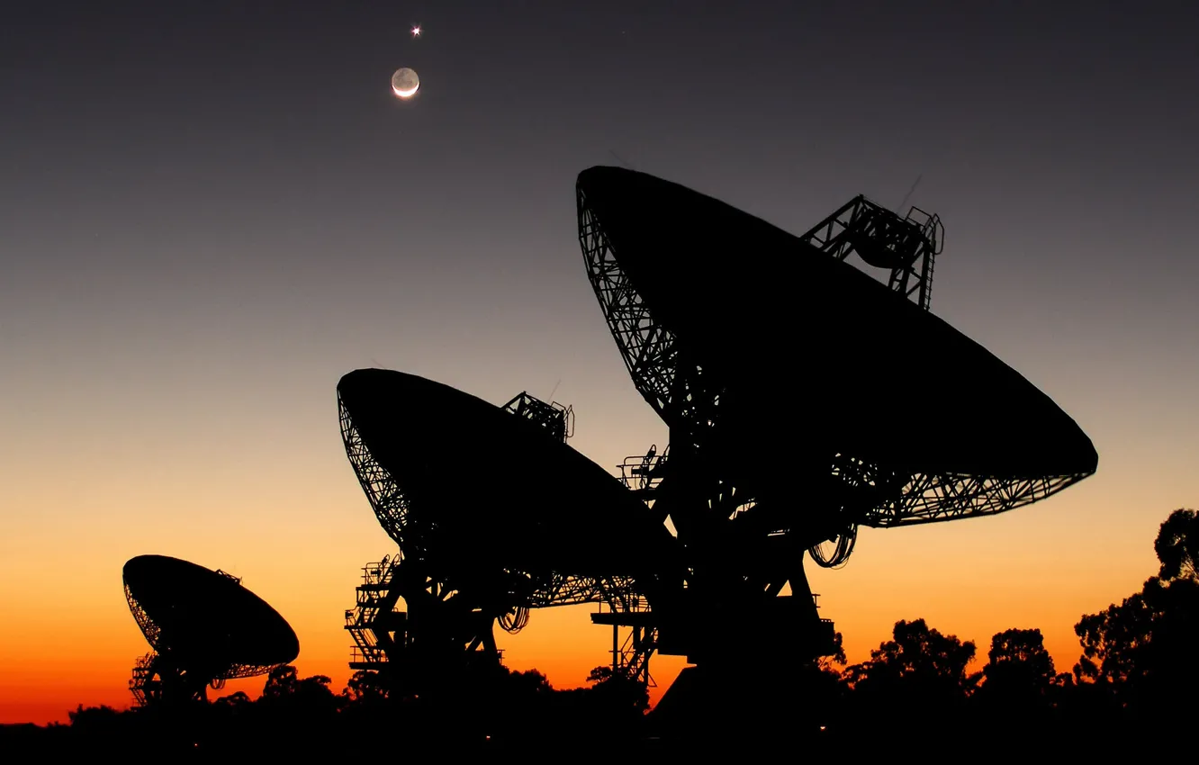 Photo wallpaper search, The moon, Venus, radio telescope, Australia, SETI, parabolic antenna
