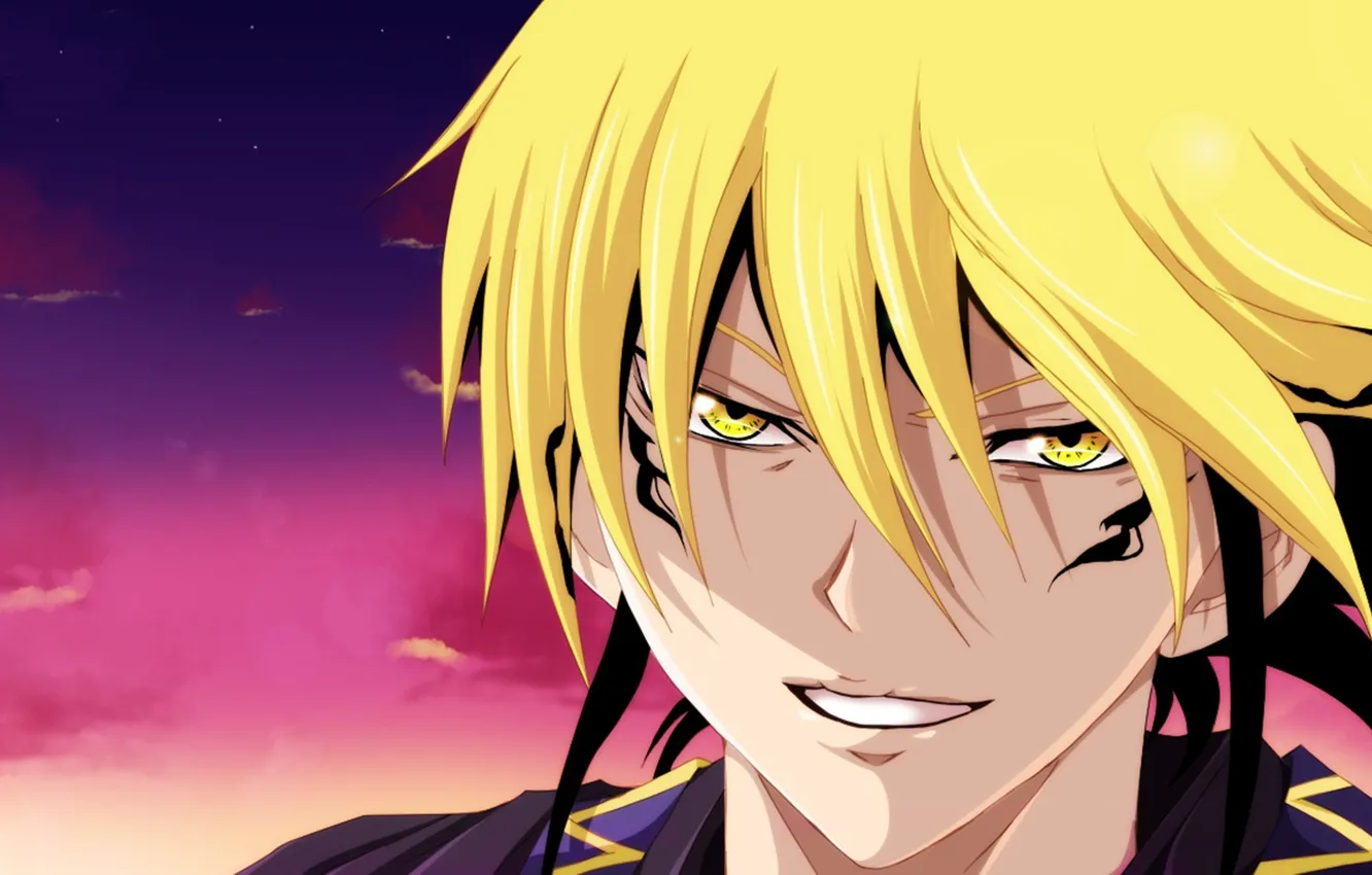Wallpaper Demon Long Hair Eyes Anime Man Boy Face Blonde