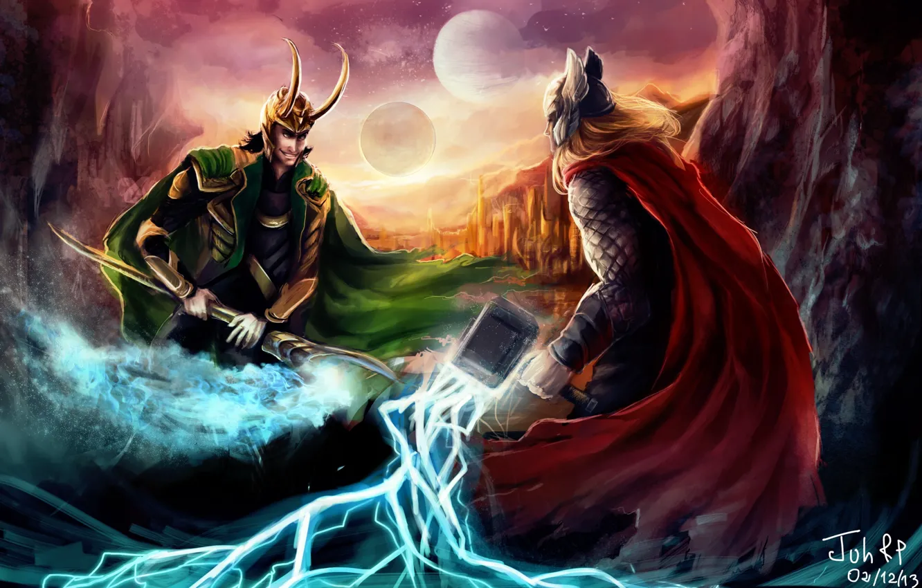 Wallpaper figure, art, Thor, Loki images for desktop, section фильмы -  download