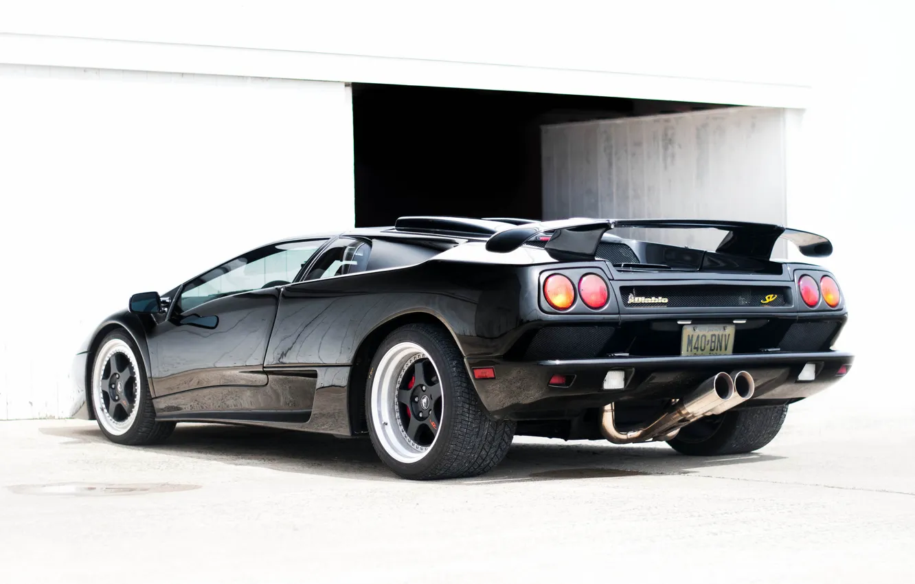 Photo wallpaper Lamborghini, supercar, black, diablo, back