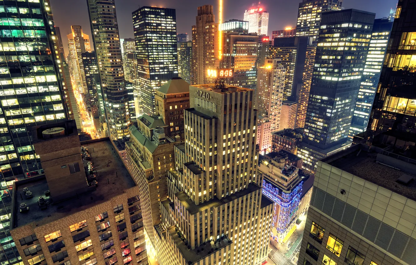 Wallpaper night, the city, Wallpaper, New York, City, skyscrapers, New York,  wallpapers, Midtown, Manhattan at Night images for desktop, section город -  download