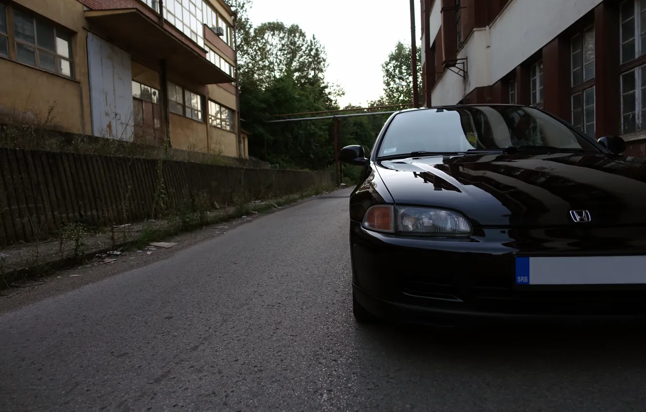 Photo wallpaper car, honda, black, civic, front, serbia, clean, honda civic, gen, fifth, fifth generation, civic 5, …
