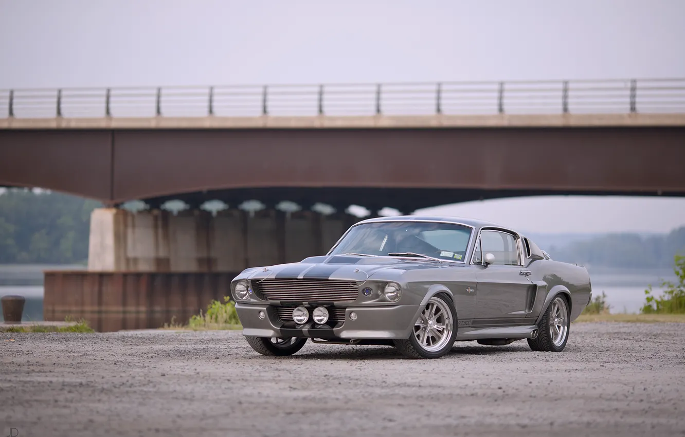 Photo wallpaper road, bridge, Wallpaper, Mustang, Ford, Shelby, GT500, Eleanor, Ford, legend, muscle car, wallpapers