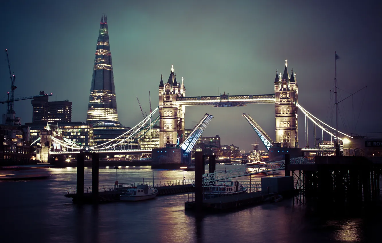 Wallpaper river, Bridge, night, London, England, Themes images for desktop,  section пейзажи - download
