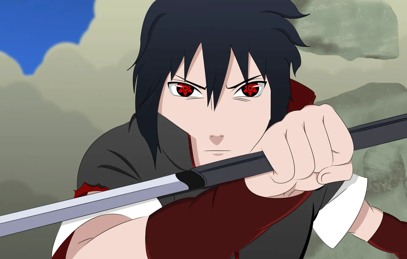 Wallpaper sword, Sasuke, Naruto, war, anime, katana, boy