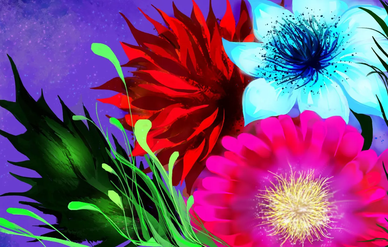 Wallpaper flowers, figure, lilac background, fantasy flowers images for  desktop, section цветы - download
